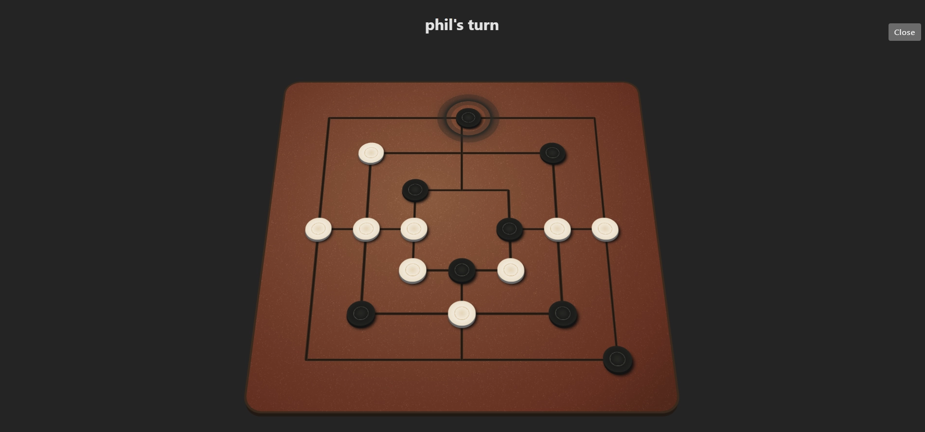 Black player is moving a piece.